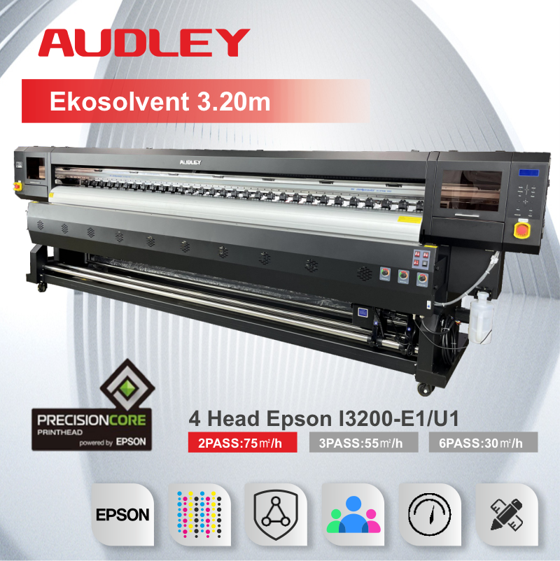 Audley 3.2m Ekosolvent Baskı Makinesi 4 Kafa