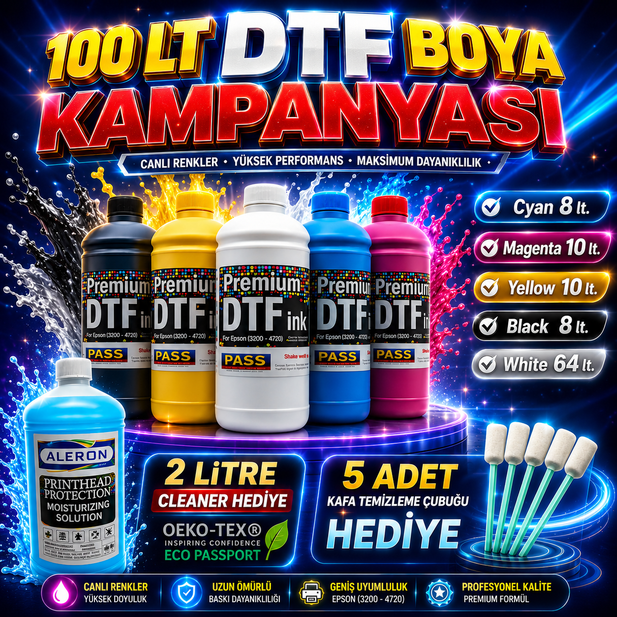 Süper 100 lt. DTF Boya Kampanyası OEKO-TEX