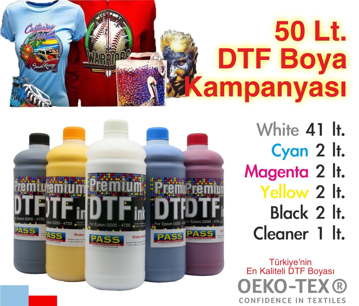DTF Boya Kampanyası 50 lt. ( Sınırlı Sayıda )